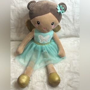 Charming Fairy Plush with Gold Shoes and Aqua Dress